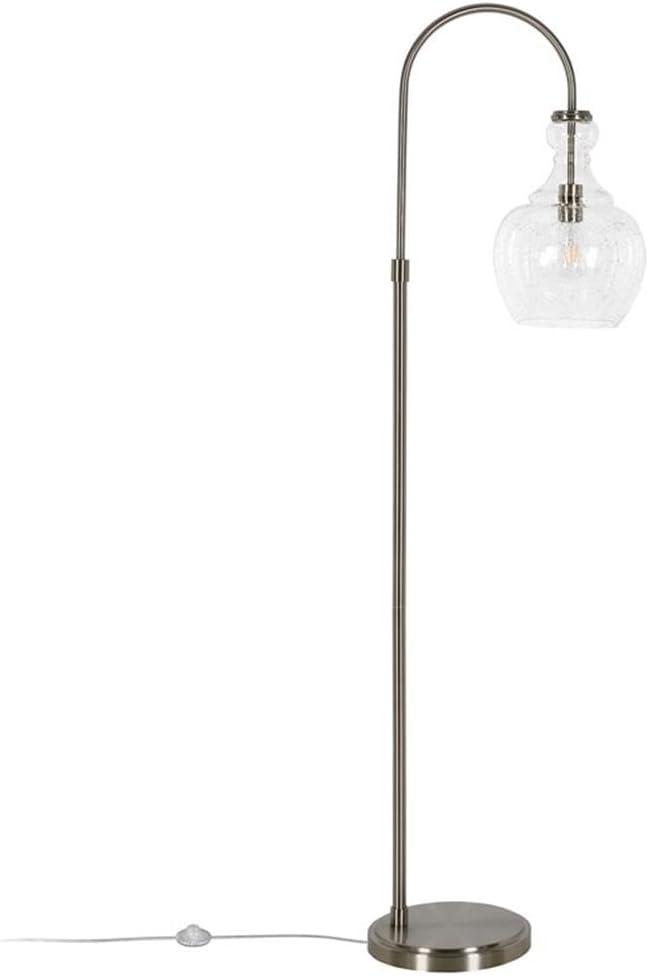 Henn&Hart 12" Brushed Nickel Finish Metal/Glass Floor Lamp