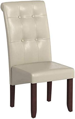 Cosmopolitan Deluxe Tufted Parson Chair (Set of 2) in Satin Cream Faux Leather