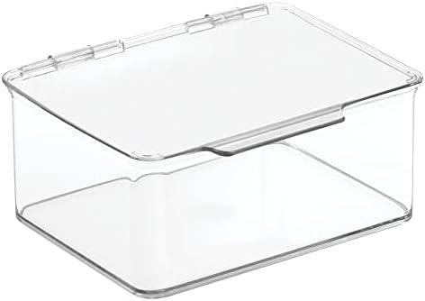 mDesign Plastic Playroom/Gaming Storage Organizer Box, Hinge Lid