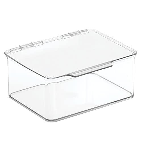 mDesign Plastic Playroom/Gaming Storage Organizer Box, Hinge Lid