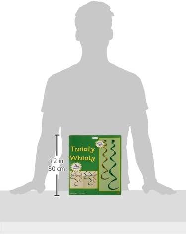 Beistle Twirly Whirlys, 4-24" & 2-36", (12/Pkg) Green & Gold