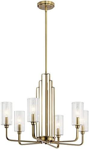 Kimrose™ 6 Light Chandelier with Clear Fluted Glass Brushed Natural Brass