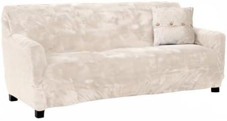 Great Bay Home 1-Piece Velvet Plush Solid Sofa Stretch Slipcover, White