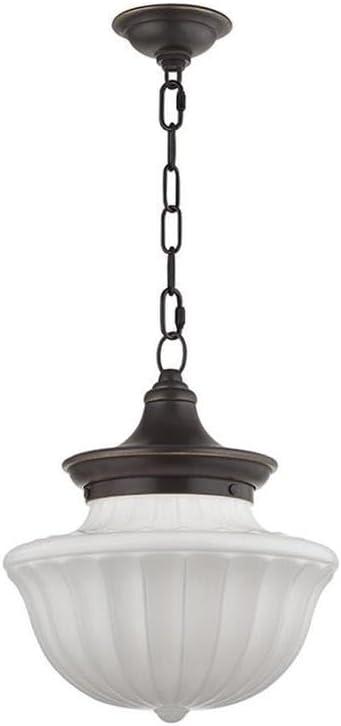 Old Bronze Glass Globe Pendant Light with White Shade