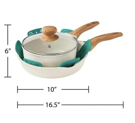 The Pioneer Woman Prairie Signature 30-Piece Cast Aluminum Cookware Set, Linen Speckle