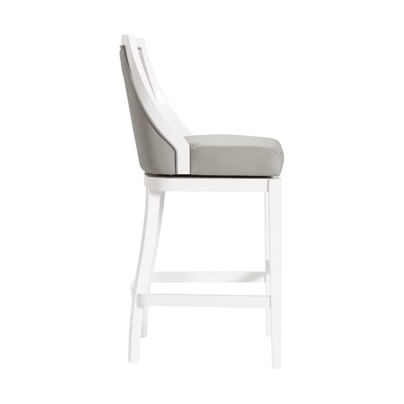 Ellie 22.5" White Rubberwood Swivel Bar Stool with Memory Return