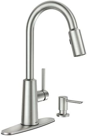 Moen Stainless Steel Pull-Down Kitchen Faucet with Soap Dispenser