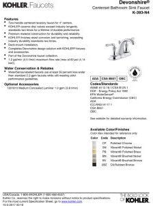 Kohler Devonshire Centerset Bathroom Sink Faucet, 1.2 gpm