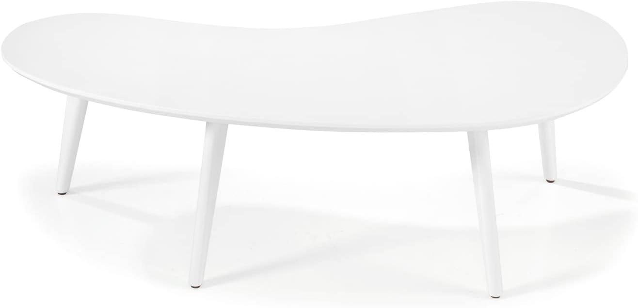 Camaflexi Mid Century Modern Coffee Table Small Tabletop Wood Coffee Desk, White