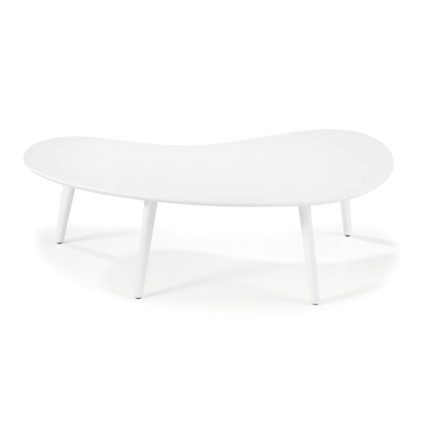 Camaflexi Mid Century Modern Coffee Table Small Tabletop Wood Coffee Desk, White
