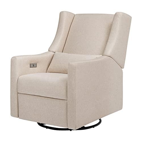 Sustainably Sourced White Linen Swivel Recliner Armchair