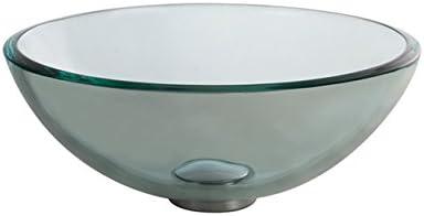 Kraus 14 Inch Clear Glass Vessel Sink in Clear with Pop-Up Drain