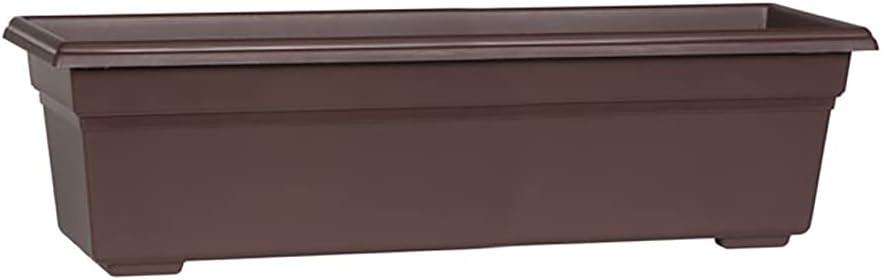 Brown 24-Inch Matte Finish Plastic Flower Box Planter