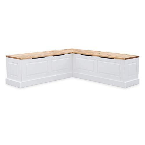 Cottage Charm Two-Tone Natural Pine & White Breakfast Nook with Storage