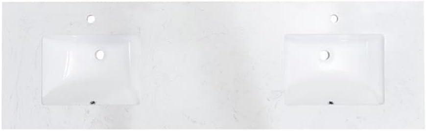 Altair Salerno 73" Double Bathroom Vanity Top in High Gloss White Stone Finish with Sink