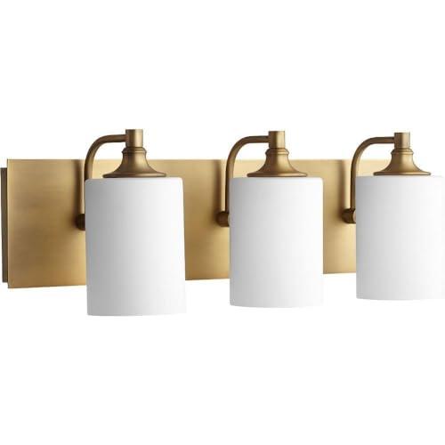 Quorum Lighting Celeste Glass 3-Light Aged Brass Wall Sconce