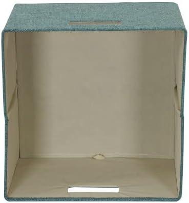 Household Essentials Storage Cubes 2 pack, Blended Poly-Cotton Canvas, Foldable Fiberboard Frame with Cut-out Handles, Open Top, Perfect for Storage and Detailed Organization, Teal