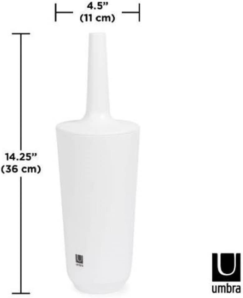 Compact White Ceramic Toilet Brush with Enclosed Holder