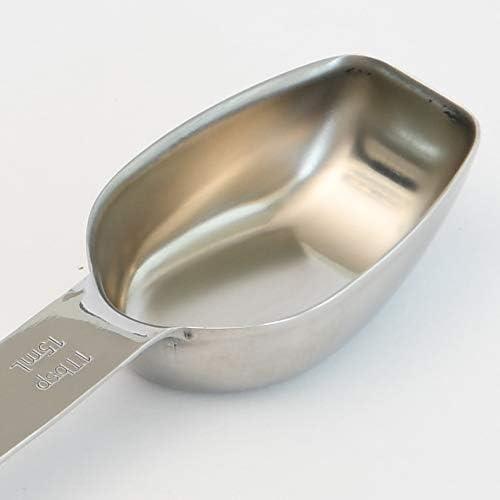 Stainless Steel Double Sided Measuring Spoon - Teaspoon and Tablespoon | Space Saving Design | Rests Securely | Dishwasher Safe