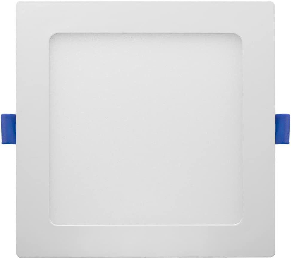 Maxxima 6 in. Square Ultra Thin LED Downlight, Slim Recessed Canless Light, IC Rated, 1000 Lumens, 5 Color Temperature Selectable 2700K/3000K/3500K/4000K/5000K, Dimmable, White Trim, J-Box Included