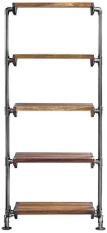 Uttermost Rhordyn 4-Shelf Wood and Metal Bookcase in Walnut and Gunmetal