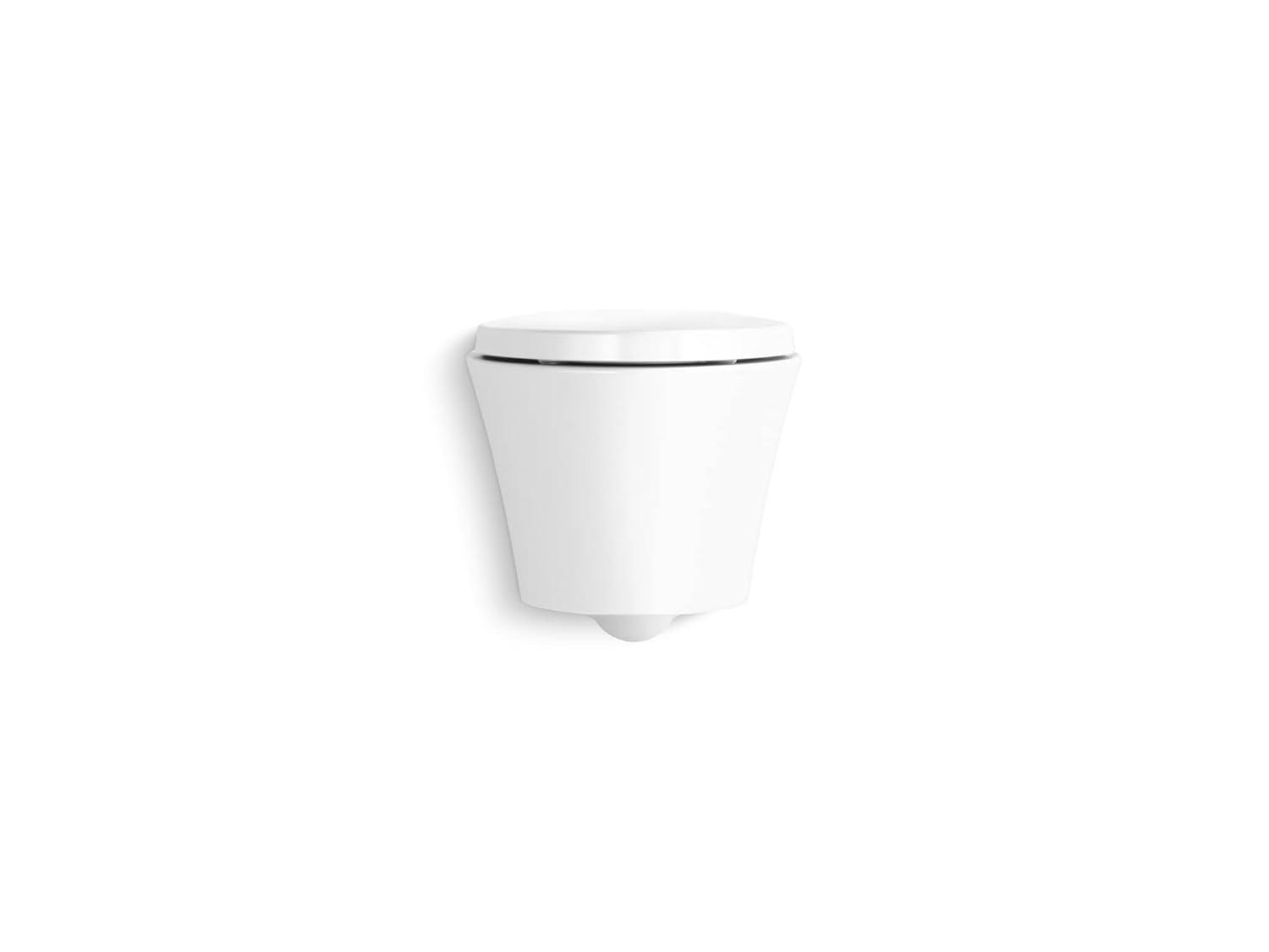White Wall-Hung Elongated Ceramic Toilet with Skirted Trapway