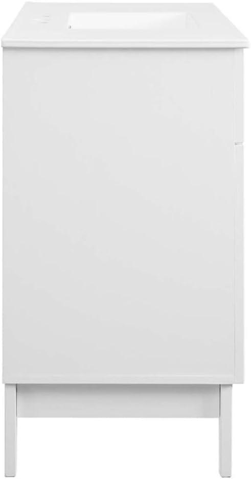 Modway Isle 48" Modern Wood Single Sink Bathroom Vanity Cabinet in White