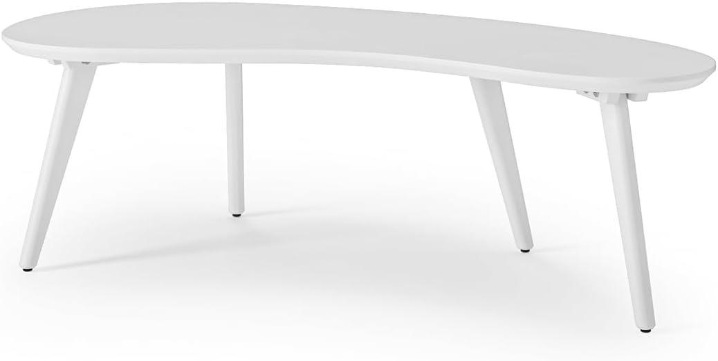 Camaflexi Mid Century Modern Coffee Table Small Tabletop Wood Coffee Desk, White