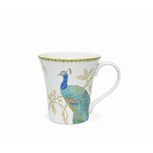 222 Fifth Peacock Garden Porcelain 16pc Dinnerware Set White: Round Dish Set, Service for 4, Bird Pattern, Dishwasher-Safe