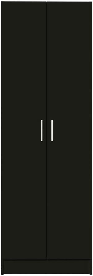 Madesa Pantry Storage Cabinet Armoire Closet with 2 Doors and 5 Utility Shelves 23 Inch Wooden Organization Unit for Bedroom, Office, Laundry Room, Kitchen, and Garage - Black