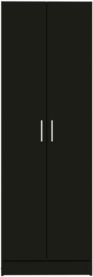 Madesa Pantry Storage Cabinet Armoire Closet with 2 Doors and 5 Utility Shelves 23"L Wooden Organization Unit for Bedroom, Office, Laundry Room, Kitchen, and Garage - Black