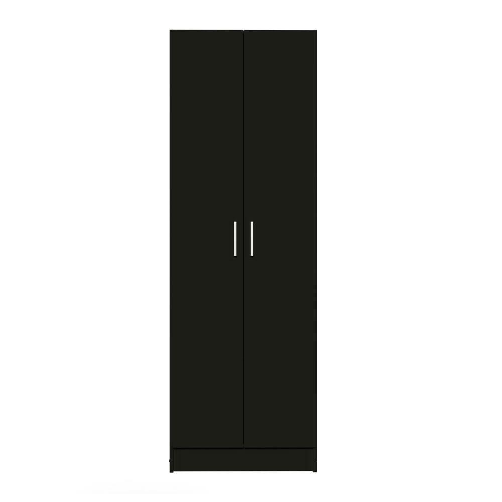 Madesa Pantry Storage Cabinet Armoire Closet with 2 Doors and 5 Utility Shelves 23"L Wooden Organization Unit for Bedroom, Office, Laundry Room, Kitchen, and Garage - Black