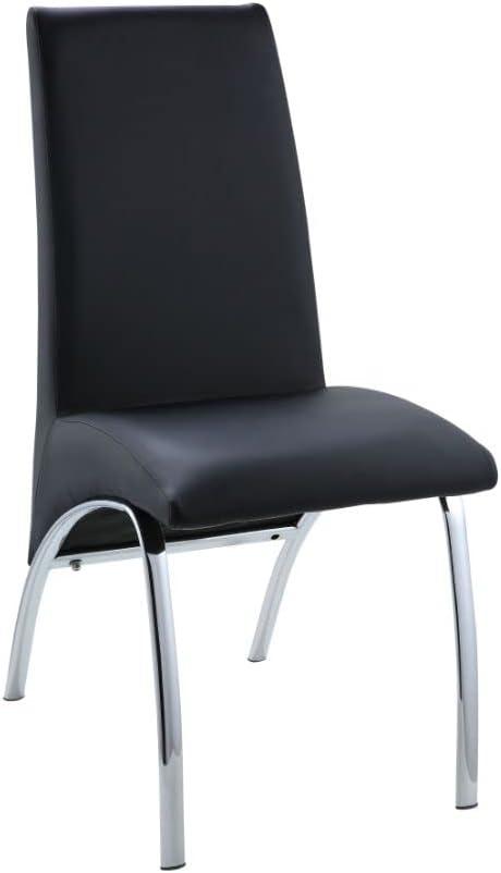 Black Faux Leather Upholstered Side Chair with Chrome Legs