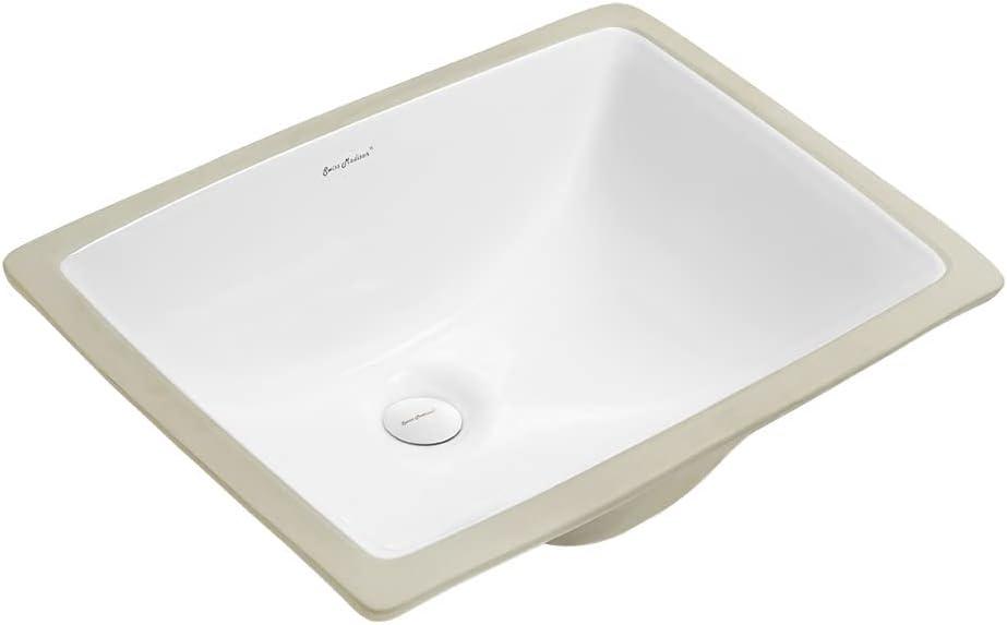 Plaisir White Ceramic Rectangular Under-Mount Bathroom Sink