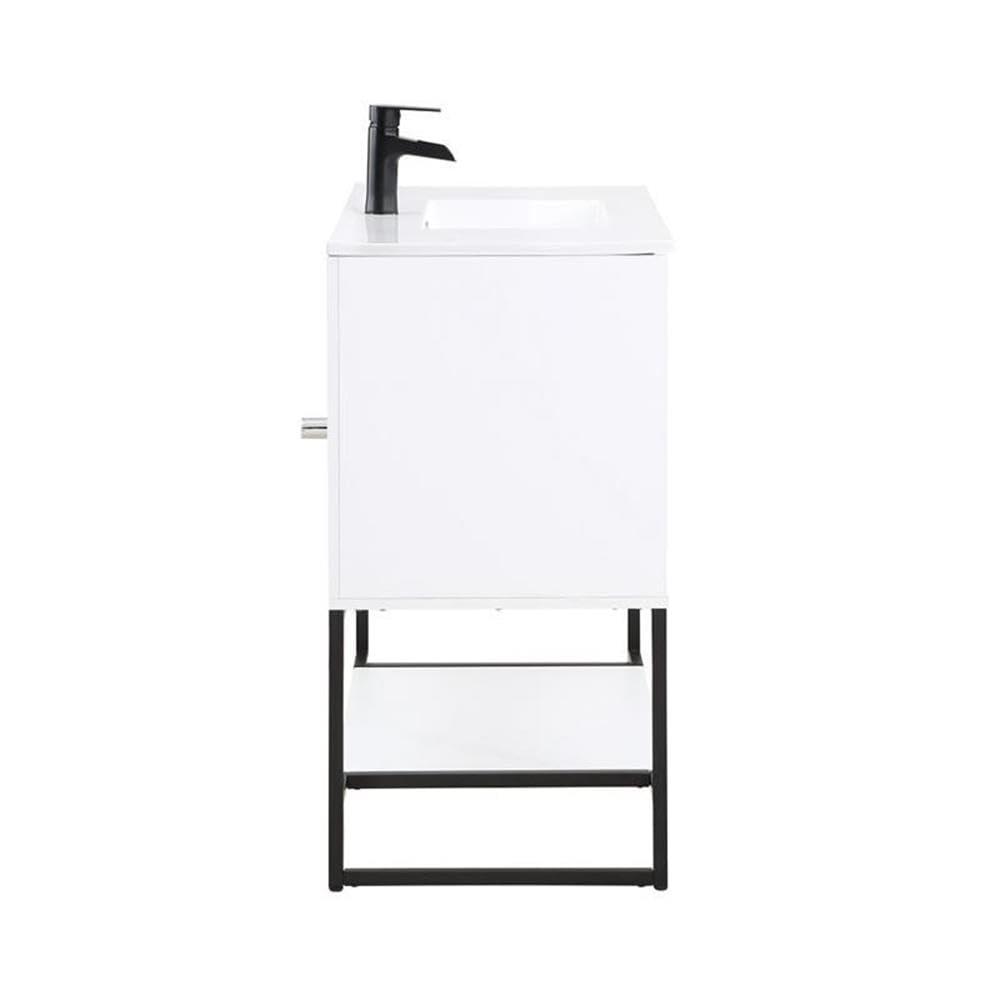 36" Scarsdale Bathroom Vanity Sink White - Manhattan Comfort: Ceramic Surface, Wood Frame, Single Basin