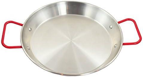 Sunrise Stainless Steel Paella Pan with Red Handle (8")