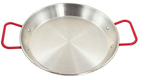 Sunrise Stainless Steel Paella Pan with Red Handles (8")