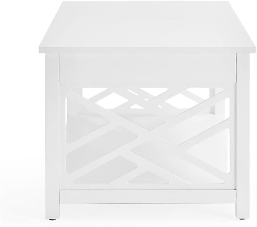 Alaterre Furniture Coventry 36 in. Solid Pine Wood Coffee Table, Traditional to Modern Design, Open-Detailing Accent Furniture, White