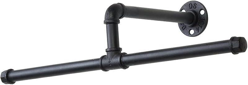 Black Industrial Pipe Wall-Mounted Clothes Rack