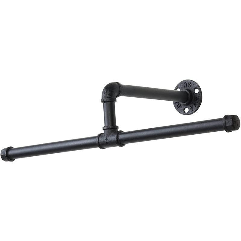 Industrial Pipe Clothes Rack Floating DIY Wall Mounted, Heavy Duty Rustic Vintage Clothing Rod, Metal Garment Bar Space-Saving Hanging for Bedroom, Bathroom and Laundry Room (Black)