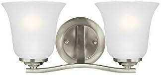 Brushed Nickel 2-Light Wall Sconce with Satin Etched Glass