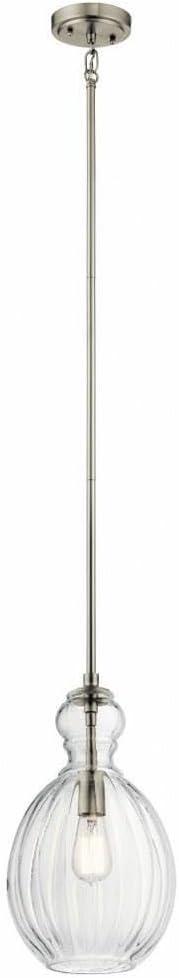 Riviera 16" Brushed Nickel Pendant with Clear Ribbed Glass