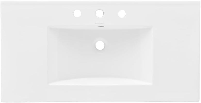 JONATHAN Y Ancillary 3-Hole Classic Contemporary Rectangular Ceramic Single Sink Basin Vanity Top