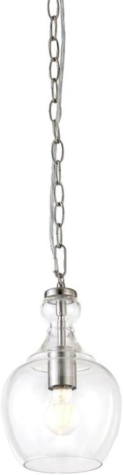 Mini Verona 7" Brushed Nickel Drum Pendant with Clear Glass Shade