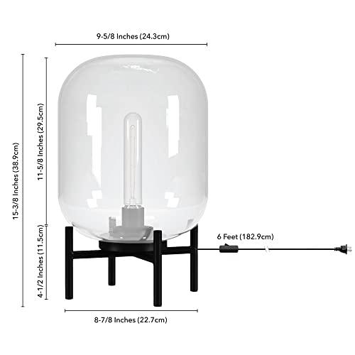 Edison Bronze 15" Industrial Glass Globe Table Lamp