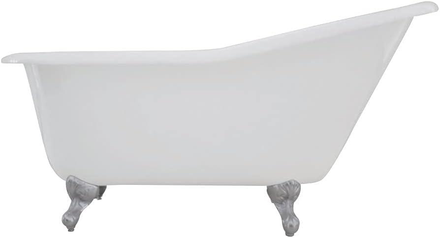Kingston Brass Aqua Eden 60-Inch Cast Iron Oval Single Slipper Clawfoot Tub (No Faucet Drillings)