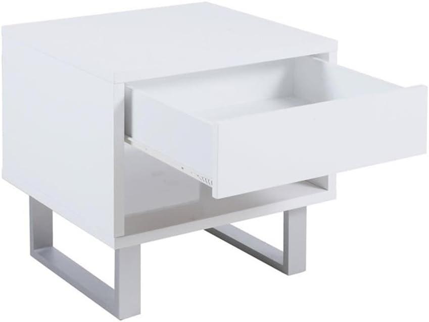 Coaster Contemporary Wood Storage End Table with 1-Drawer in White
