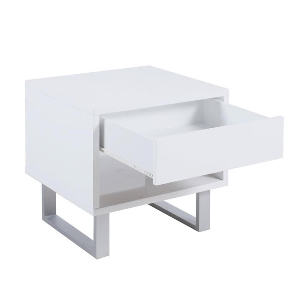 Coaster Contemporary Wood Storage End Table with 1-Drawer in White
