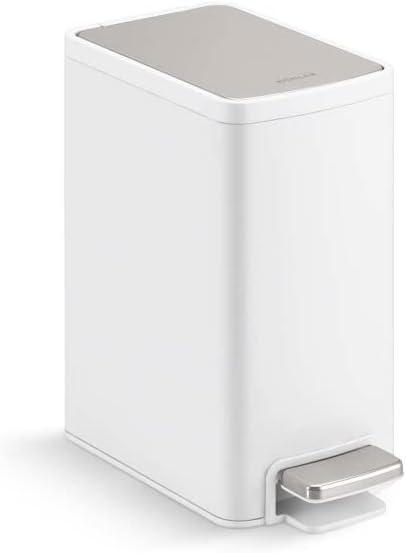 6-Liter Stainless Steel and White Step Trash Can