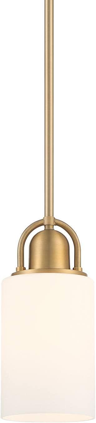 Warm Brass and White Glass Mini Pendant Light